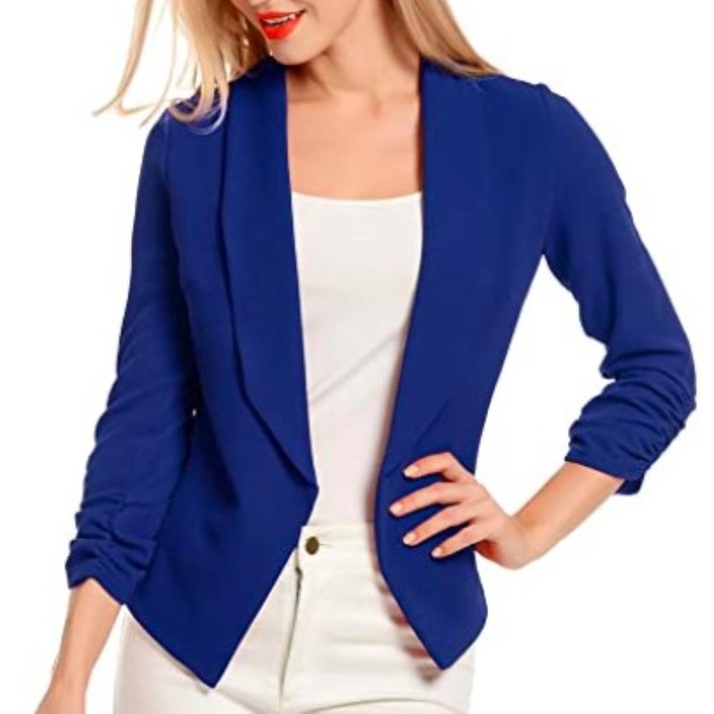 Royal Blue Blazer, 3/4 sleeve stretchy XL
